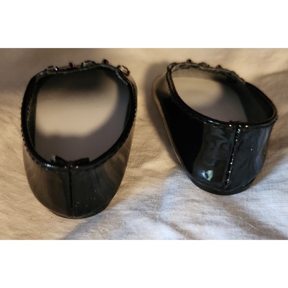 American Girl Doll Merry Magenta Black Patent Leather Flats Shoes Rhinestone - Picture 6 of 7